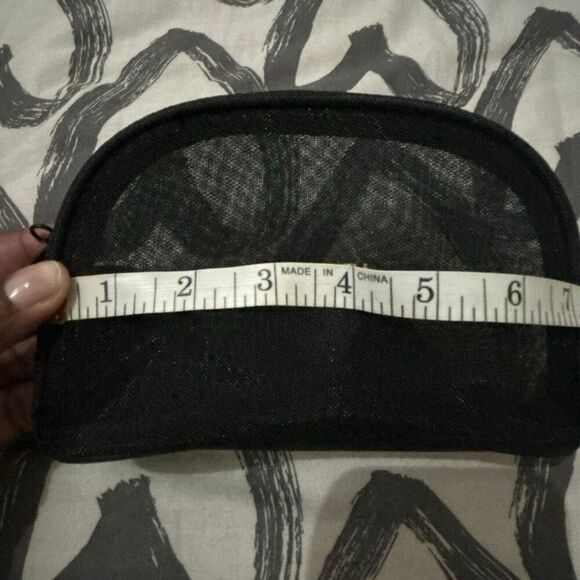 Chanel Beauty Women's Zip Around Crescent Cosmetic Bag Black Mesh Travel Pouch - Picture 10 of 12